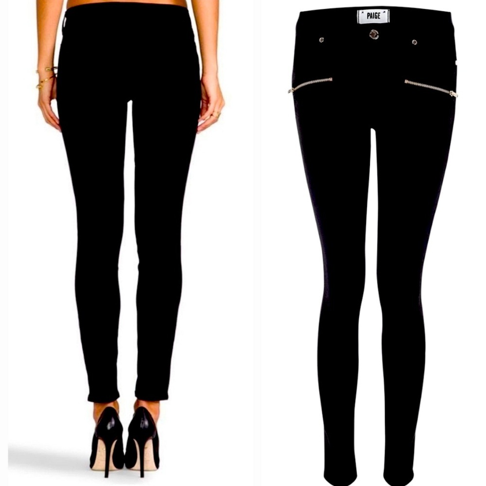 Paige Jeans Indio Zip So Black Ultra Skinny Pants In Size 25 Euc